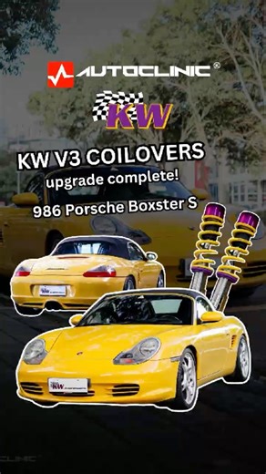 KW V3 coilovers installed on this 986 Porsche Boxster S! 💛💜