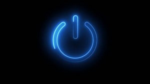 Neon power reset button sign animation.
