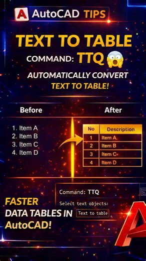 AutoCAD Hack 🚀 Convert Text to Table (TTQ Command)-#autocadtips #autocadtricks #visioncadstudio