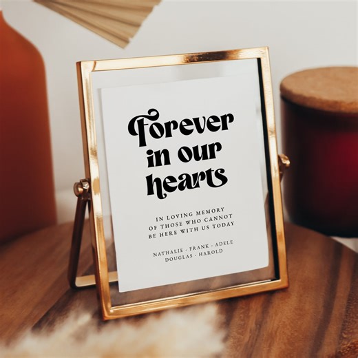 Forever in Our Hearts Sign, Wedding Memory Table, Retro Editable Template, SELBY - Etsy