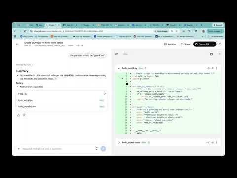 Create a GitHub repo managed with codex, generate code, and then submit slurm job on AWS EC2 linux