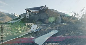 Gimbal shot of fire damage caused by Thomas Fire in Ojai Dec 2017. Ventura county, California