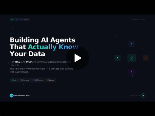 #rag #mcp #aiagents #modelcontextprotocol #mcp #rag #retrievalaugmentedgeneration #artificialintelligence #finance | Francis Anthony Ayan