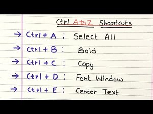 Ctrl a to z shortcut keys | shortcut keys of computer | What is the shortcut key of A to Z?