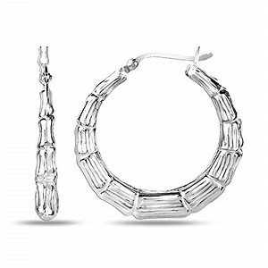 Watch LeCalla Sterling Silver Jewelry Bamboo Design Hoop Earrings for Women on Amazon Live