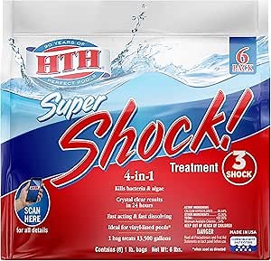 HTH 52023 Super Shock Treatment Swimming Pool Chlorine Cleaner, 1 lb (Pack of 6)