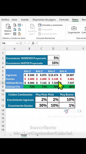 Como analizar distintos escenarios con excel rapido y sencillo #excel #mastercontadorgabriel #contabilidad #finanzas #ingenieria #viral