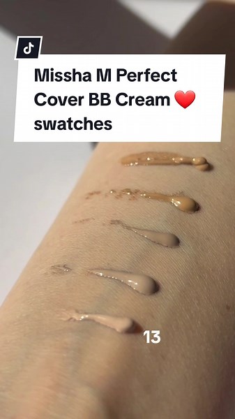 Odcienie kremu BB Missha M Perfect Cover – swatche