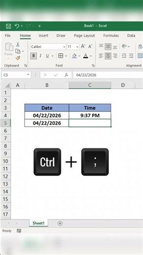 Excel Date & Time Trick — No Typing Needed! #excel #exceltips #spreadsheetmagic