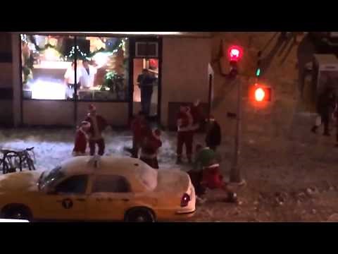 8 Santas Fighting: SantaCon Brawl Caught on Video