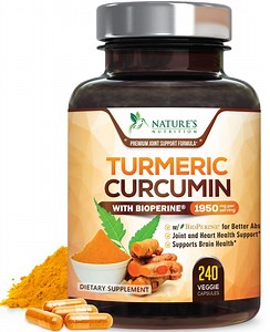 Turmeric Curcumin Supplement 95% Curcuminoids 1950mg with Organic Turmeric & BioPerine Black Pepper Extract for Best Absorption, Natural Vegan Joint Support, Non-GMO, Bottled in USA - 240 Capsules
