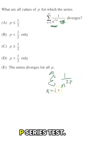AP Calc BC Multiple Choice: p-Series Trick ⚡️ (Dominant Term) #maths #exam #apcalculus #calculus