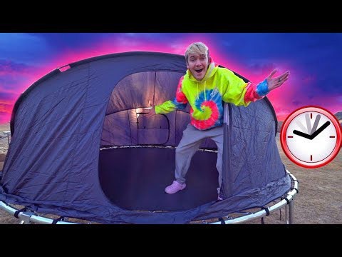 Friends complete overnight challenge inside large trampoline tent