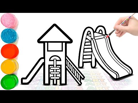 How To Draw A Playground With Slide And Swing | Park Scene Drawing Easy