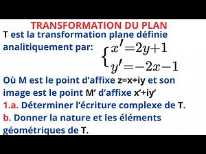BIJECTION COMPLEXE D'UNE TRANSFORMATION DU PLAN / ETUDE D'UNE SUITE DE POINTS.