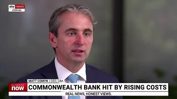 Commonwealth Bank shares dropped 1.66 per cent after the bank released its half-year profit figures. | Sky News Australia