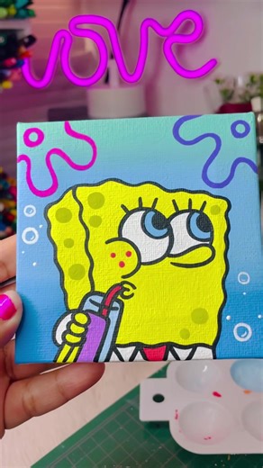 Pintando a Bob Esponja en lienzo personalizado