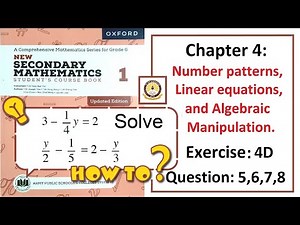 Exercise 4D Questions 5, 6, 7 & 8 (Algebra) – Math Class 6 Army Public School (APS).