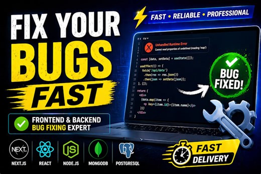 Mfitworld: I will fix bugs in next js react node js or full stack web app for $15 on fiverr.com