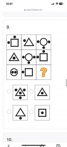 Image of a 3x3 grid with geometric shapes and dots. The last ce... | Filo