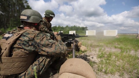 Marine Trainees Fire .50 Cal for Qualification
