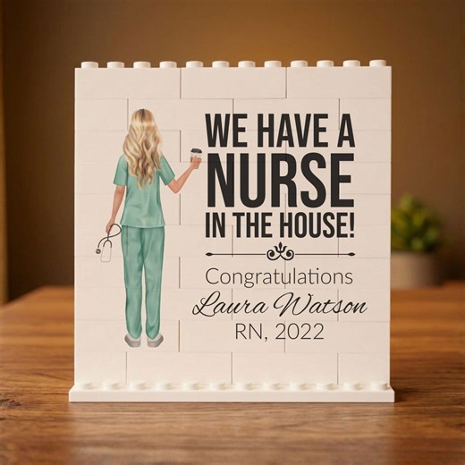 Personalized Nurse Graduate Building Block, We Have A Nurse in the House Puzzle Gift, Nursing School Graduation Desk Decor - Etsy