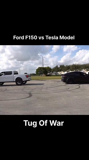 F150 vs Tesla Tug Of War #reels #viral #fb #ford #tesla | Cars.to