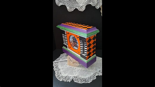started with a vintage wood clock and changed it into a work of art for a halloween decoration. decoupage and hand painting. | Vintage To Chic