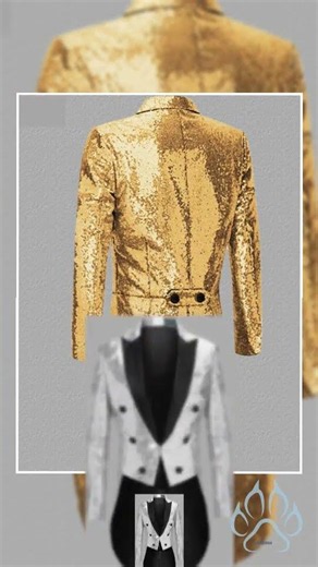 Men's Long Sleeve Sequin Tailcoat Blazer