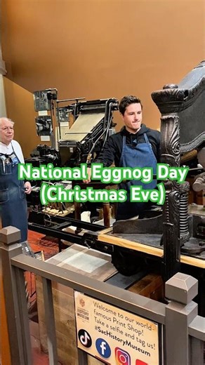 Alex prints a question about eggnog for National Eggnog Day (December 24)