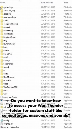 Access Your WarThunder Folder for Custom Content
