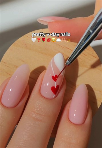 pretty valentine’s nails! 🤍❣️🥹 a minimal, but super cool and pretty valentine’s design, that i’ve done for 3 years in a row because i just love it so much - and you guys seem to love it as well!