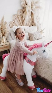 PonyCycle Ride on Unicorn Riding Unicorn Toys, Essential Model E Unicorn Gifts Ride on Pony for Girls (30" Height/Size 3 for Age 3-4) Plush Interactive Riding Horse Ride on Horse Toys Animal Pink E312
