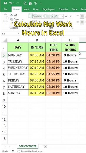Excel: Calculate Net Work Hours INSTANTLY (Time Sheet Hack!) #excel #dataextractor #exceltips