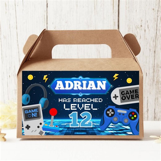 Video Game Party Gable Box Labels, Party Favor Box Stickers, Editable Canva Templates (digital Download), 6x3.5 Inches - Etsy