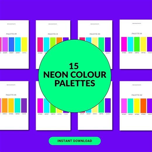 Neon Color Palette Bundle | Color Swatch | Hex Codes | Digital Download | PDF | Printable | Colour Palette for Creative Projects - Etsy