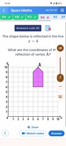 The shape below is reflected in the line x = 4.What are the c... | Filo