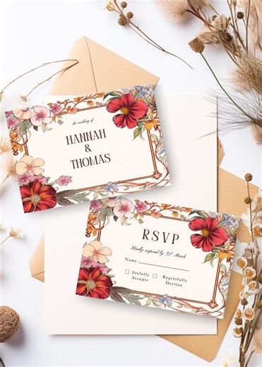 Editable Traditional RSVP Card Template for Floral Vintage Wedding (instant Digital Download) - Etsy