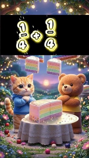 👉 1/4 + 1/4 = ? 🍰 Bé học 5 giây là hiểu ngay! #funbalancemath #shorts