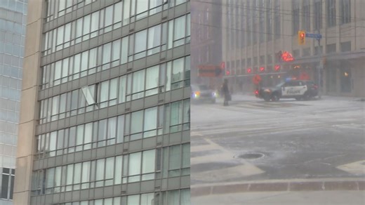 Window falls from high-story hotel as strong winds hit Toronto