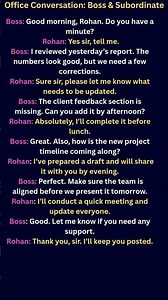 DAY-67|Office Conversation: Boss & Subordinate| Office Update Meeting Dialogue| Workplace Discussion