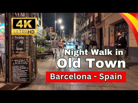 Barcelona Downtown at Night 4K (December 2025) | El Raval & Gothic Quarter After Dark