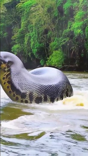 How Anaconda hunt in dense river vegetation #snake #anaconda #snakevideo #amazon #jungle #viral