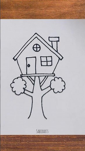 Let’s draw tree house for beginners |Simple tree house drawing | Tree house drawing | House drawing