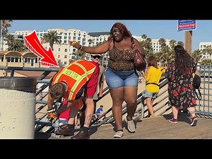 Big Butt Guy Farts in Peoples Faces At The Beach!!