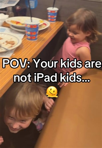 No screens… just vibes, crumbs, and under-table adventures. 😅 #momlife #capablekids #kidsbeingkids #lowscreenlife #todderlife