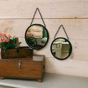 Round Hanging Iron Mirror 10" or 12" - Etsy