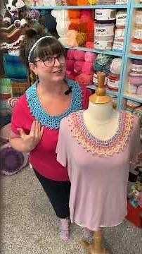 T Shirt Beaded Lace Collar Crochet Pattern #crochet #crochetcollar #beadedcollar #crochetpattern