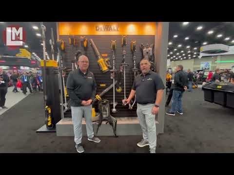 Aaron Griffith shows LM around the Hustler Dewalt booth at Equip Expo