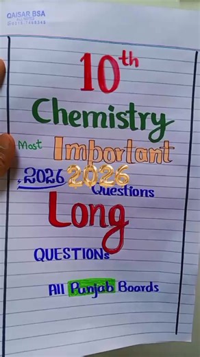 Important Long Questions for Class 10 Chemistry Exam